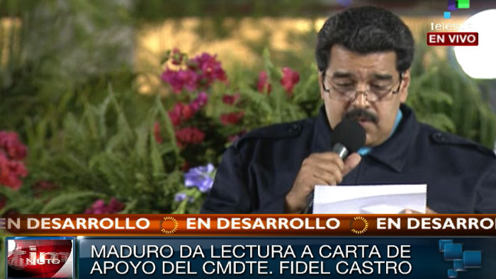 El mandatario Nicolás Maduro leyó la carta enviada por Fidel desde Nicaragua.