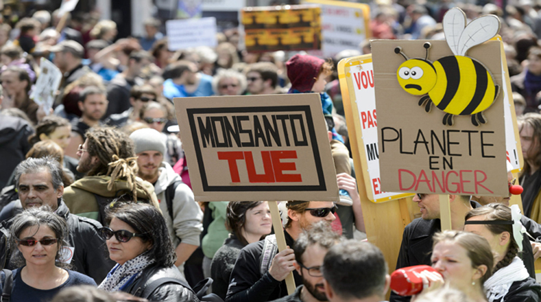Las marchas y mítines contra Monsanto y los organismos modificados genéticamente (OGM) de alimentos y semillas se celebraron en   428 ciudades de 38 países en una campaña mundial destacando los peligros que representan.