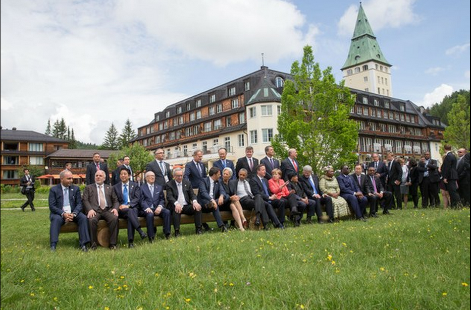 Los participantes de la cumbre del G7, en el castillo de Elmau, Alemania.