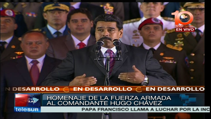 El presidente Nicolás Maduro desde la Academia Militar.