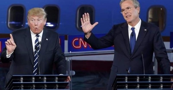 Donald Trump (L) and Jeb Bush are vying for the Republican presidential nomination and alienating Latino voters in the process.