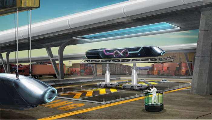 Concepto de muelle de carga de Hyperloop.