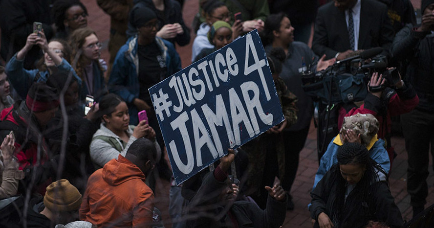 Black Lives Matter protesters demand justice for Jamar Clark.