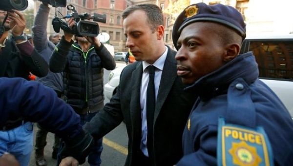 Olympic and Paralympic track star Oscar Pistorius arrives for sentencing at the North Gauteng High Court in Pretoria, South Africa, July 6, 2016.