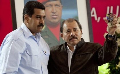 Venezuelan President Nicolas Maduro and Nicaraguan President Daniel Ortega during an official event in Caracas, Venezuela