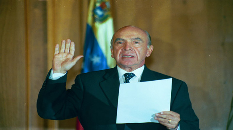 Pedro Carmona Estanga se autojuramenta como presidente de la República Bolivariana de Venezuela.
