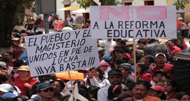 Los líderes de la CNTE afirman que su mayor discrepancia con la reforma descansa sobre el tema de la evaluación de los maestros.