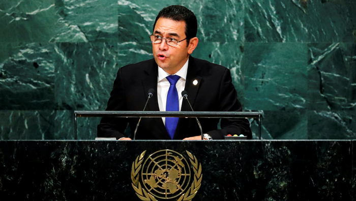 El presidente Jimmy Morales condenó el conflicto en Irán y pidió a las Naciones Unidas su apoyo durante su naciente período presidencial.
