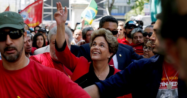 Dilma Rousseff durante una visita a Uruguay en 2016.