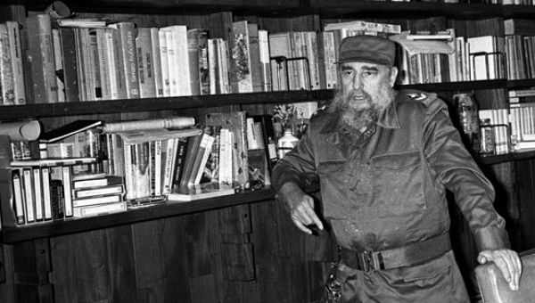 Fidel Castro in his study.