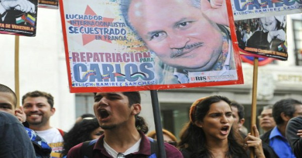 Protesters calling for the repatriation of Ilich Ramirez Sanchez, aka Carlos the Jackal, in Caracas, Venezuela in 2011