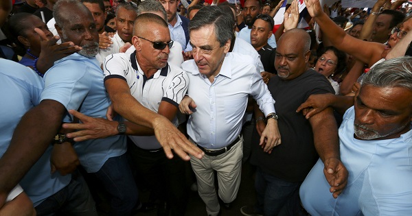 Francois Fillon, former French prime minister and 2017 presidential candidate of the French centre-right, attends a political rally in Saint-Pierre.