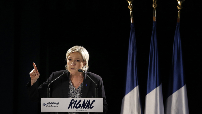 La ultaderechista lidera las encuestas para las elecciones presidenciales en Francia.