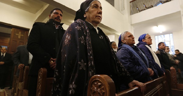 Jordanian Christians attend mass at the Coptic Orthodox Patriarchate in Amman, Feb. 18, 2017.