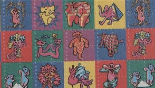 A sheet of LSD blotter tabs