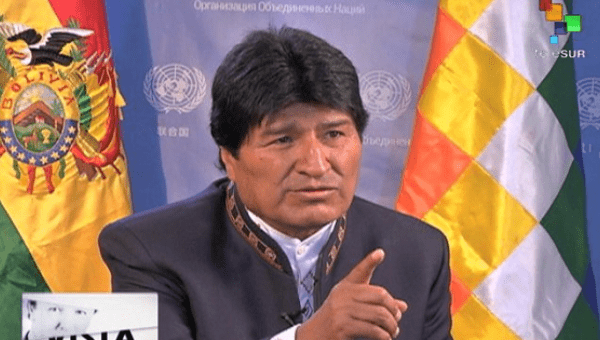 Evo Morales in an interview with teleSUR from New York