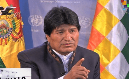 Evo Morales in an interview with teleSUR from New York