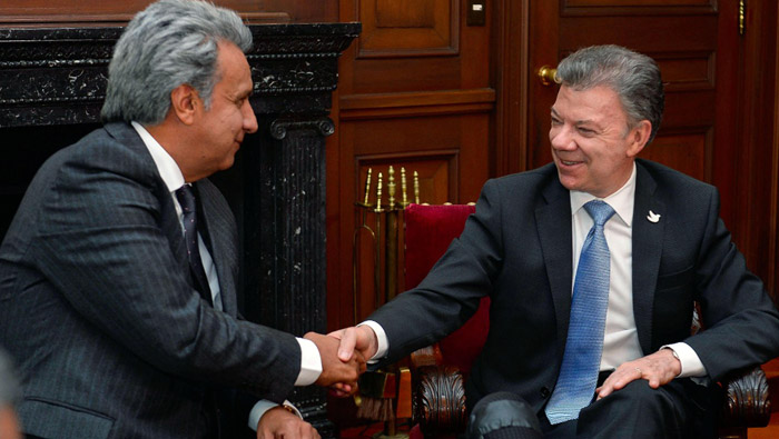 El jefe de Estado de Colombia, Juan Manuel Santos, agradeció el apoyo que brinda Ecuador a los procesos de paz con las FARC-EP y el ELN