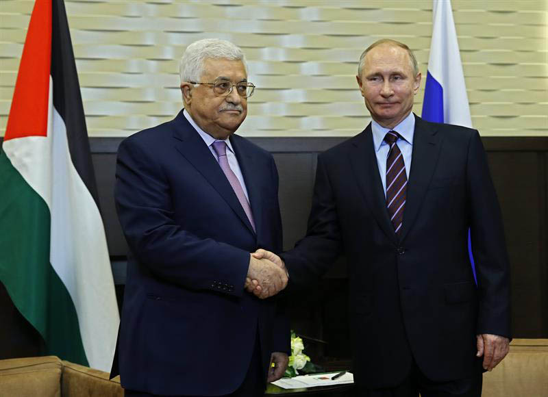 Ambos mandatarios destacaron la cooperación bilateral entre Rusia y Palestina.  