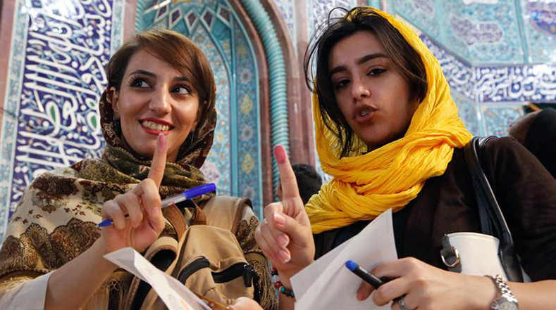El voto de las mujeres iraníes en elecciones 2017.