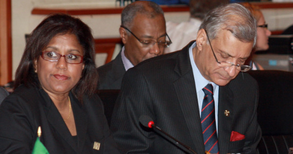 Paula Gopee-Scoon (left), Trinidad and Tobago's Minister of Industry