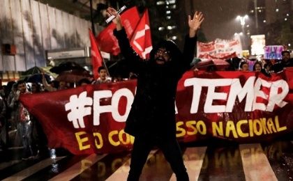 Demonstrators take part in a protest against Brazil's President Michel Temer in Sao Paulo, Brazil, May 18, 2017.