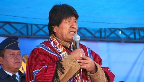 Bolivian President Evo Morales speaks in Viacha, May 17, 2017.