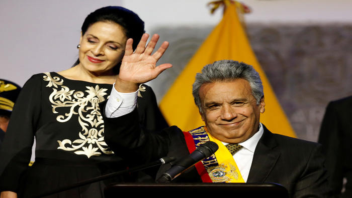 El nuevo presidente de Ecuador en el Palacio Presidencial de Carondelet.