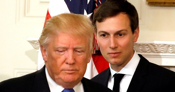 U.S. President Donald Trump and his senior advisor Jared Kushner arrive for a meeting at the White House in Washington, D.C., Feb. 23, 2017.