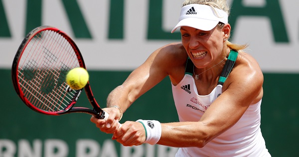 Germany's Angelique Kerber in action during her first round match against Russia's Ekaterina Makarova.