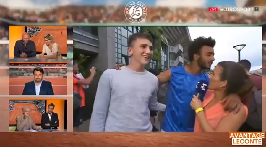 The 21-year-old Frenchman repeatedly made attempts to kiss Eurosport reporter Maly Thomas.