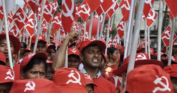 Supporters of the Communist Party of India (Marxist) rally.