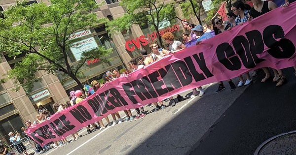 Banner at New York City Pride, June 25, 2017