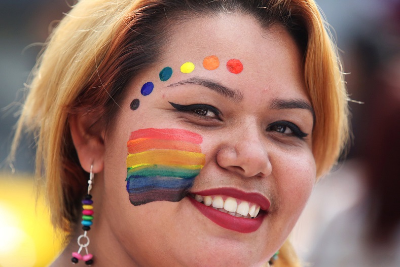 A woman takes part in the LGBT Pride Parade in San Salvador, El Salvador, June 24, 2017. 