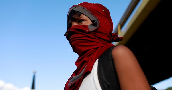 A minor during an opposition protest against the government of Venezuela in Caracas.