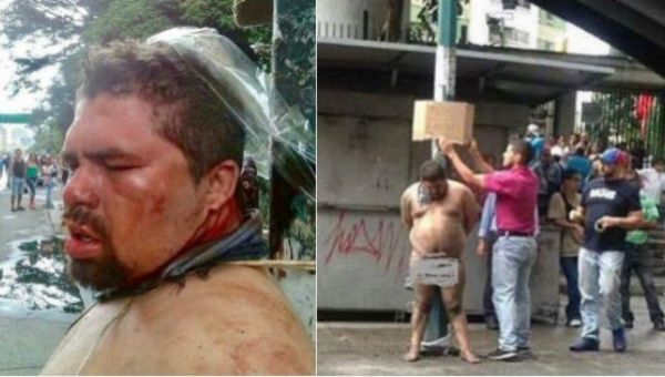 An attempted lynching by opposition supporters in the heart of Caracas, Venezuela.