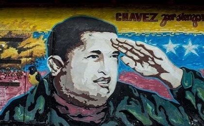 Mural of Venezuela's late President Hugo Chavez.