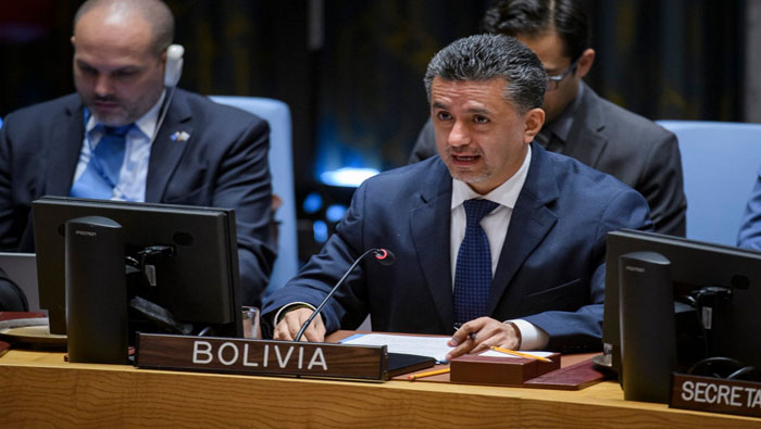 Llorenti reafirmó el compromiso de Bolivia a favor de la paz y la seguridad global.