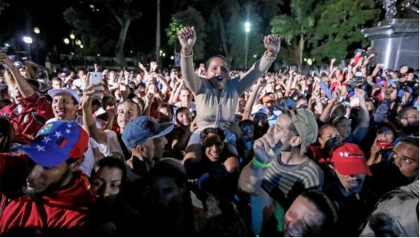 Venezuelans celebrate in Bolivar square after the country's National Constituent Assembly, July 30, 2017.