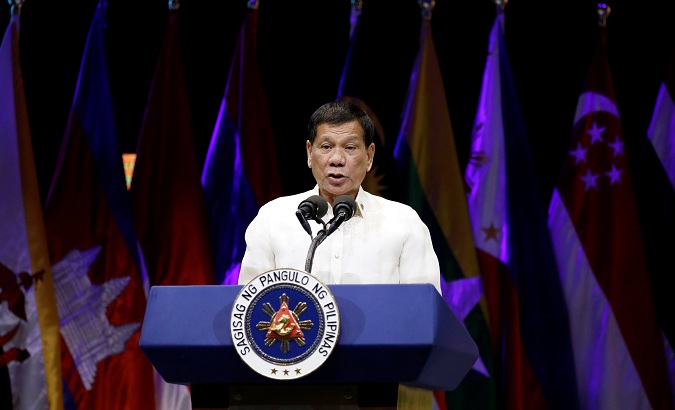 Philippine President Rodrigo Duterte speaks in Manila, Philippines, on August 8, 2017.