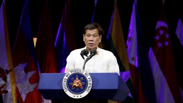 Philippine President Rodrigo Duterte speaks in Manila, Philippines, on August 8, 2017. 