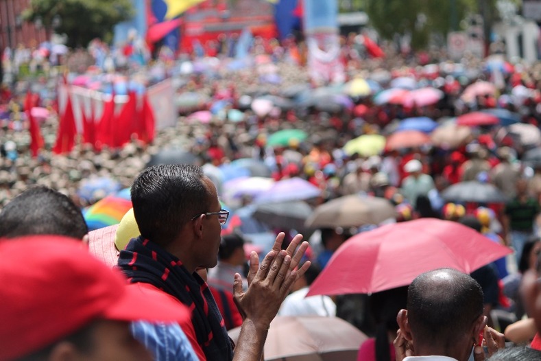Hundreds of Venezuelans congregated in the capital Caracas to march against imperialism.
