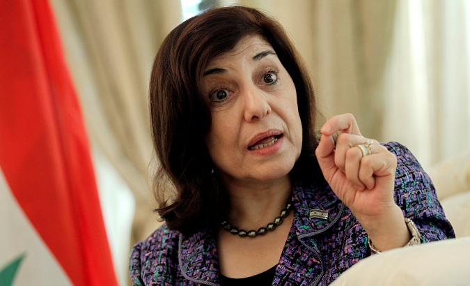 Bouthaina Shaaban, envoy of Syrian President Bashar al-Assad, speaks during an interview in Beijing, on August 15, 2012.