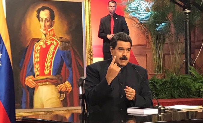 Venezuela's President Nicolas Maduro during a press conference in Caracas