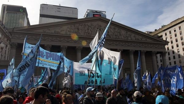 Thousands joined the protests against Maci's labor reforms in Argentina.