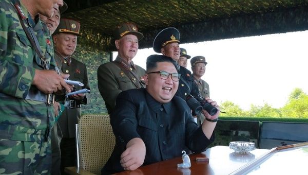 North Korean leader Kim Jong Un guides a target-striking contest of the special operation forces of the Korean People's Army  to occupy islands in this undated picture provided by KCNA, Pyongyang on August 25, 2017