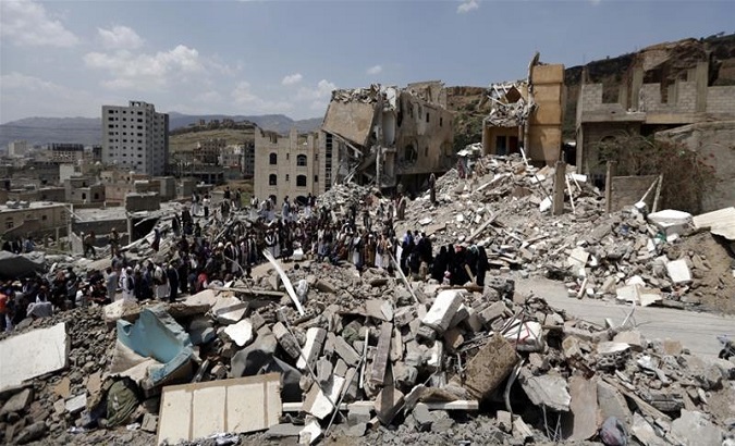 Friday's air attack toppled residential blocks in Sanaa's Faj Attan neighbourhood.