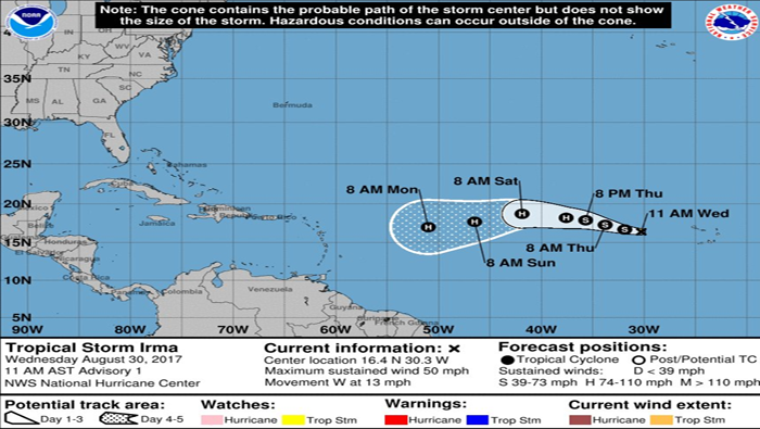 Aún se desconoce si la tormenta Irma representa una amenaza.