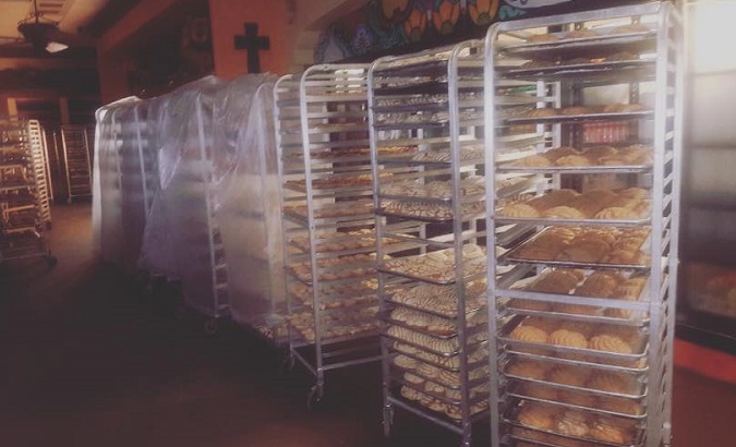 Bakers claim that they used 4,400 pounds of flour to help keep their minds off their families and friends.