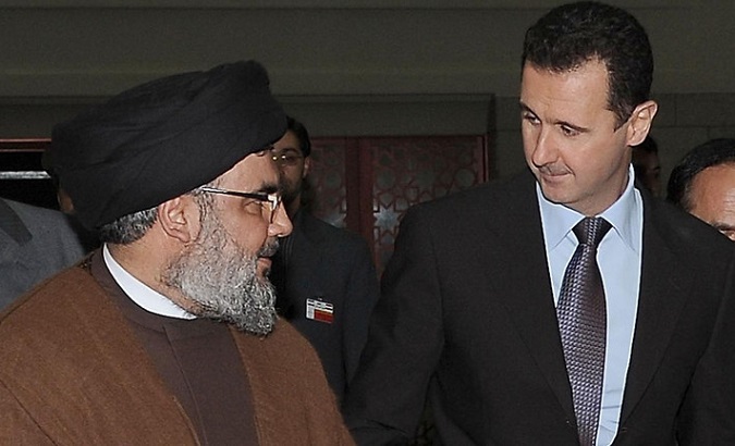 Hezbollah leader Sayyed Hassan Nasrallah with Syrian President Bashar al-Assad in an undated photo.